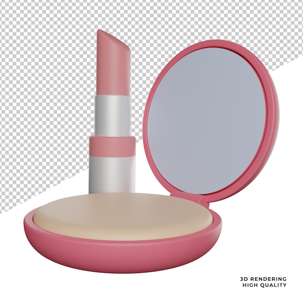 Make up cosmetic equipment side view 3d rendering icon illustration png transparent background