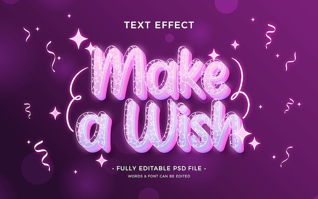 PSD make a wish text effect