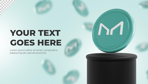 Maker crypto coin 3d rendering