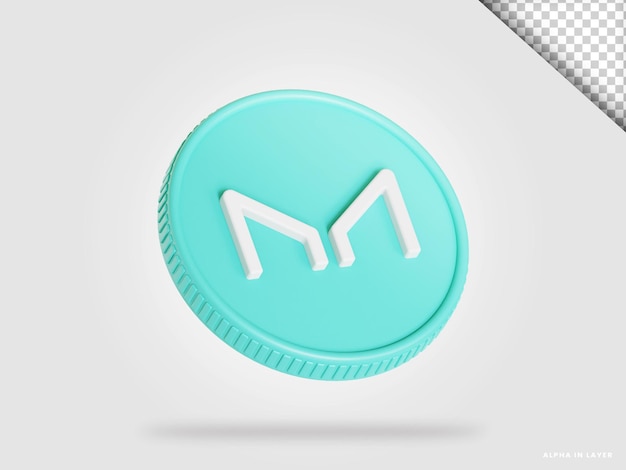 Maker mkr cryptocurrency coin 3d rendering isolated