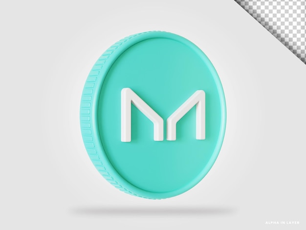 Maker mkr cryptocurrency coin 3d rendering isolated