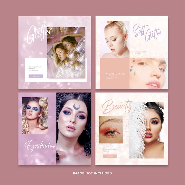 PSD makeup banner social media post template collection