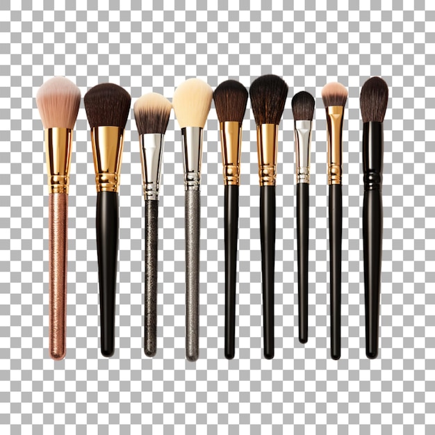 PSD makeup brush set on transparent background