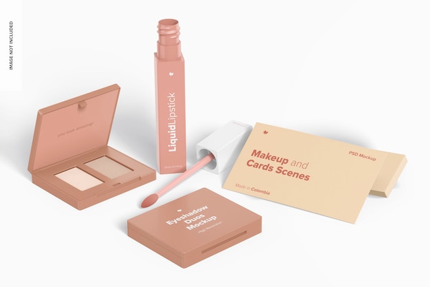 PSD makeup and card scenes mockup