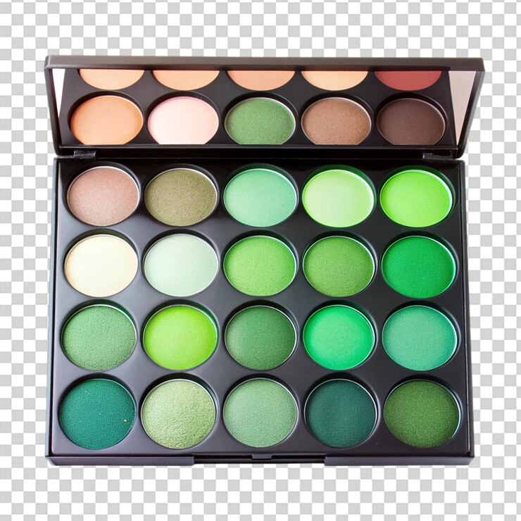 PSD a makeup palette with green and white colors on transparent background