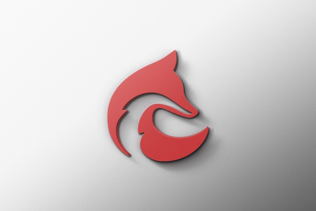 PSD makieta 3d matowe czerwone logo