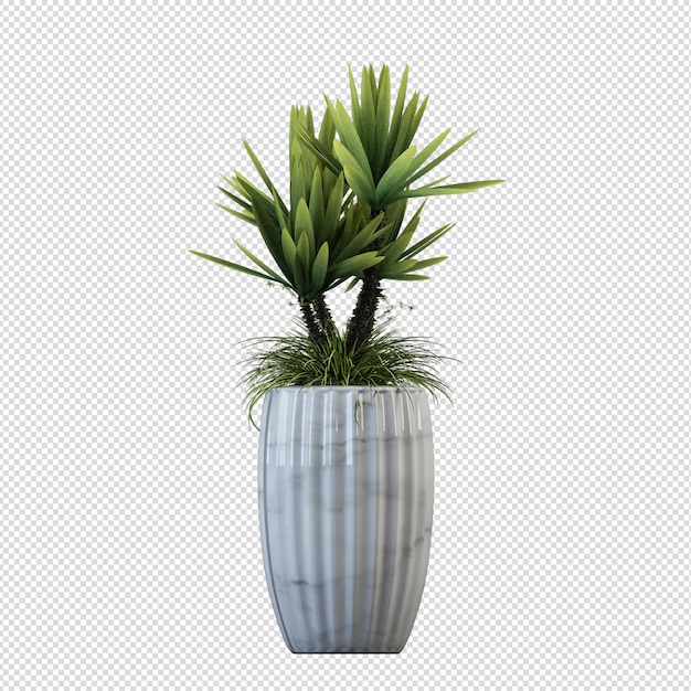 Makieta 3D renderowanych roślin w doniczkach