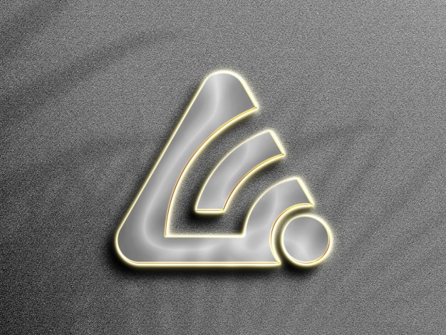 Makieta 3d Srebrnego Neonowego Logo