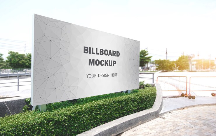 Makieta billboardu wyświetlana na zewnątrz
