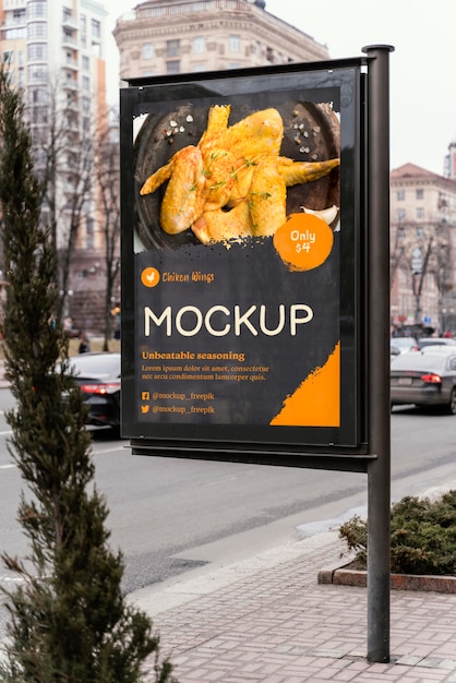 Makieta billboardu z jedzeniem w mieście