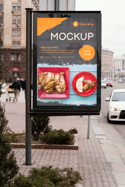 Makieta billboardu z jedzeniem w mieście