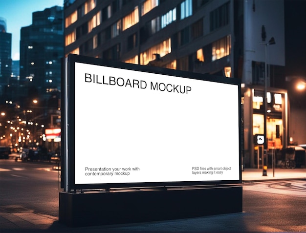PSD makieta billboardu ze sceną nocną miasta