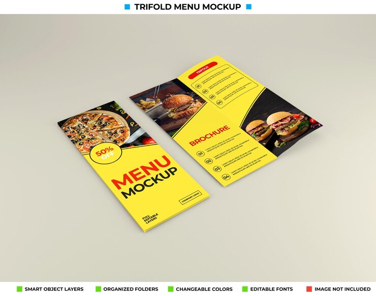 Makieta broszury trifold z koncepcją restauracji