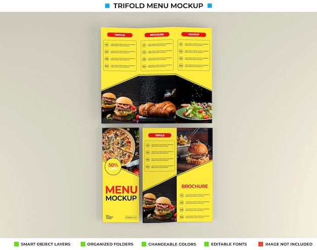 PSD makieta broszury trifold z koncepcją restauracji