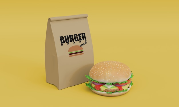 Makieta Burgera 3d Renderowanie Modelu Projektowania Opakowań