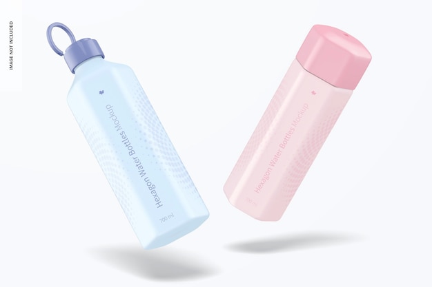 Makieta butelek na wodę Hexagon 700 ml, spadająca
