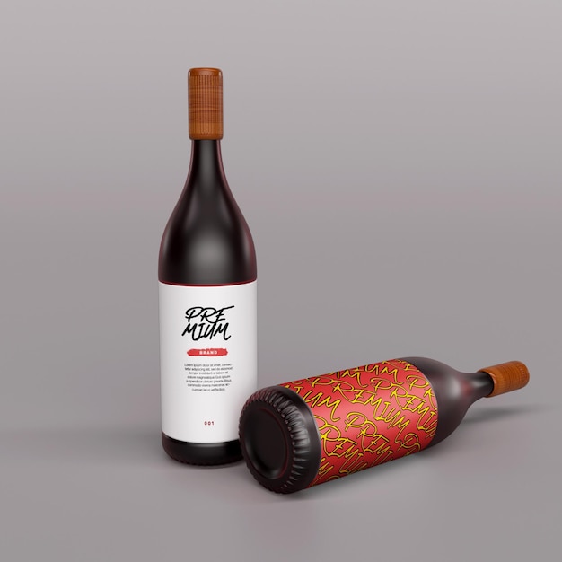 PSD makieta butelki wina