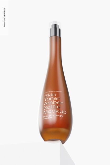 PSD makieta butelki z tonerem do skóry, widok z niskiego kąta