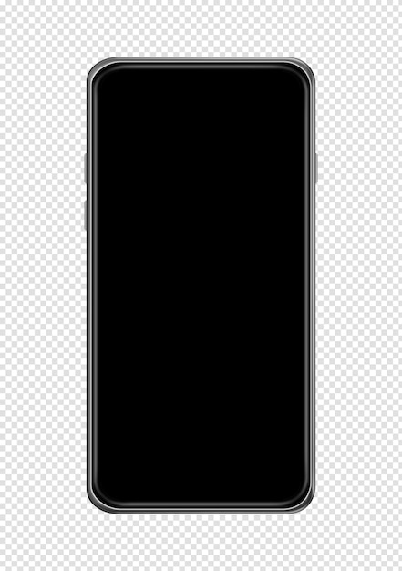 Makieta czarnego smartfona odizolowana na przezroczystym tle ilustracji 3d