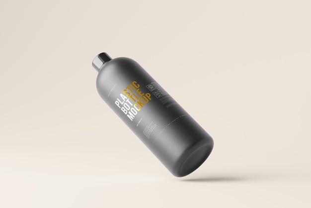 PSD makieta czarnej plastikowej butelki