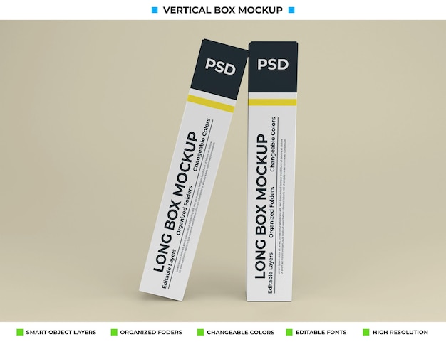 Makieta długiego pudełka do pakowania produktów