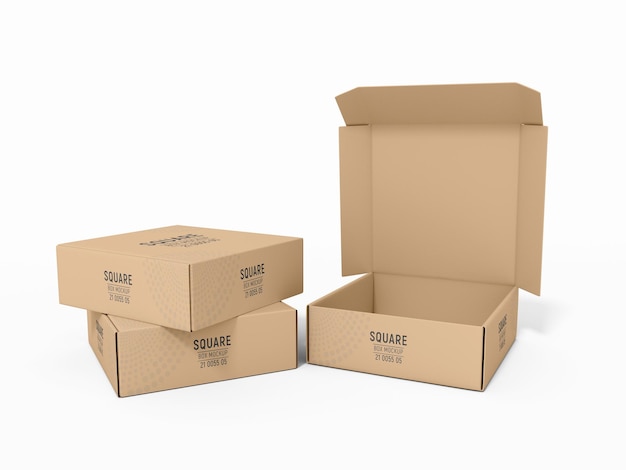 Makieta do pakowania w kwadratowe pudełko z papieru pakowego