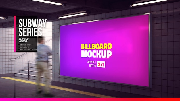 Makieta dużego billboardu na stacji metra
