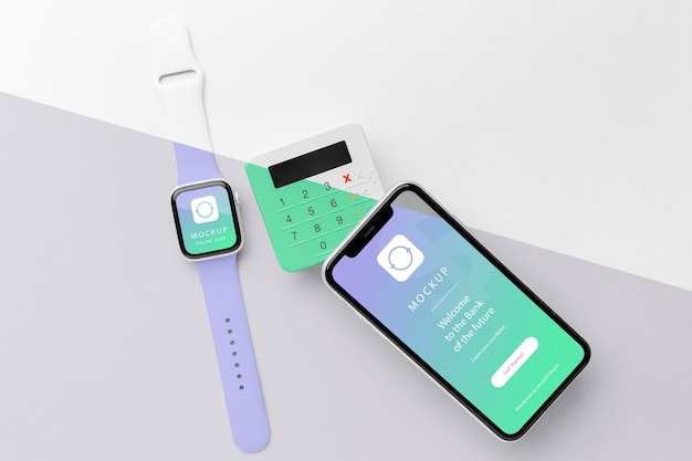 Makieta e-płatności ze smartwatchem