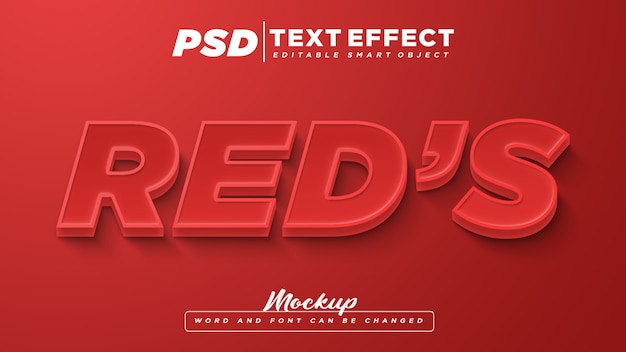 PSD makieta edytowalnego tekstu czerwonego efektu tekstowego