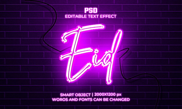 PSD makieta efektu czcionki 3d neon