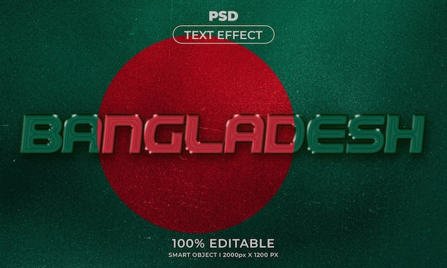 PSD makieta efektu tekstowego bangladeszu 3d edytowalny styl efektu tekstowego z tłem