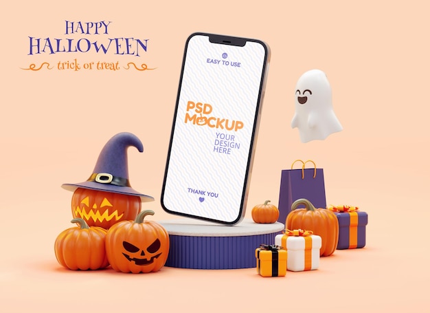 Makieta Ekranu Telefonu Halloween Do Sprzedaży Banerów I Szablonu Projektu Aplikacji Na Ilustracji 3d