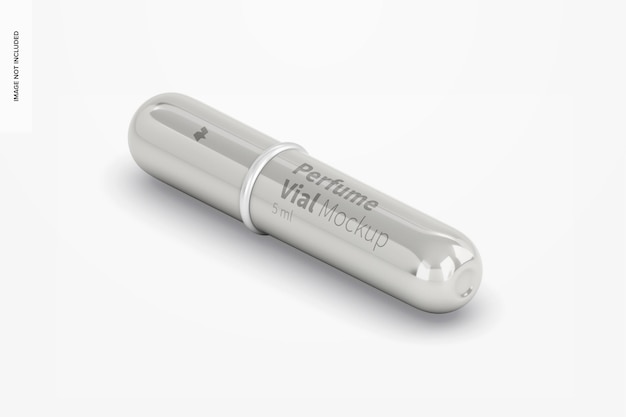 Makieta fiolki perfum o pojemności 5 ml, widok izometryczny z lewej strony