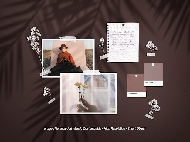 Makieta kolażu zdjęć Moodboard z nakładką cienia