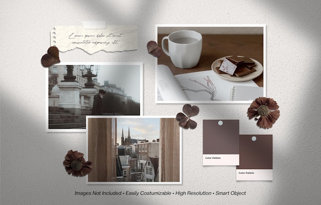 Makieta kolażu zdjęć Moodboard z nakładką cienia