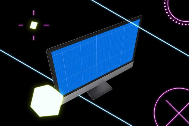 PSD makieta komputera neon