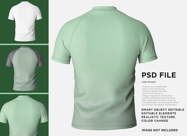 PSD makieta koszulki z krótkim rękawem i dekoltem w szpic