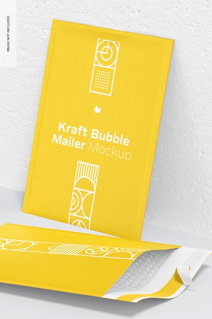 Makieta Kraft Bubble Mailers, Widok Perspektywiczny