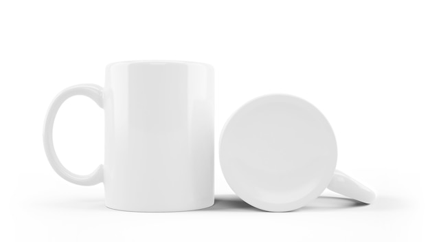 Makieta kubek ceramiczny biały na białym tle