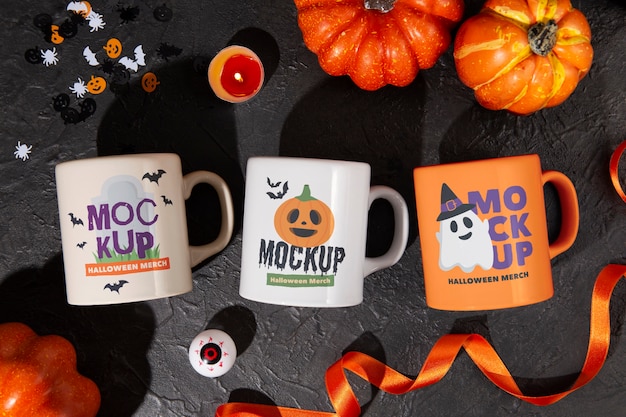 PSD makieta kubka merchandisingowego na halloween