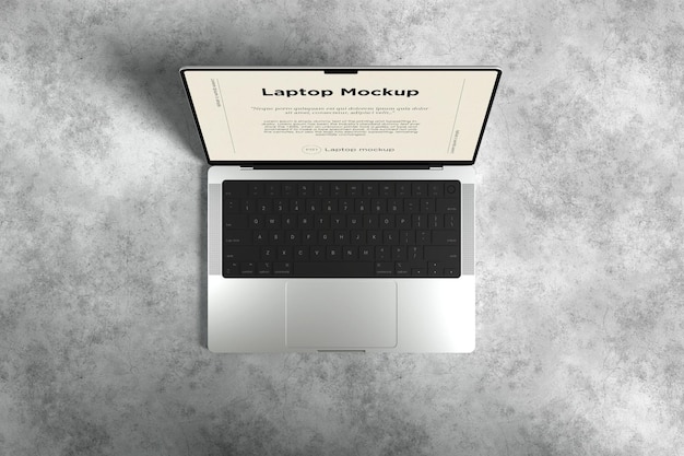 Makieta laptopa na tle cementu
