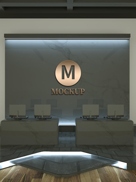 Makieta logo 3d w pokoju gier