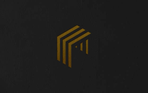 Makieta logo na ciemnej ścianie powierzchni