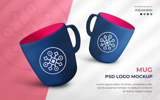 PSD makieta logo na wyrenderowanym kubku 3d