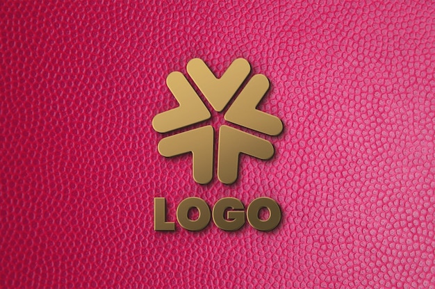 Makieta logo z różowym skórzanym tłem