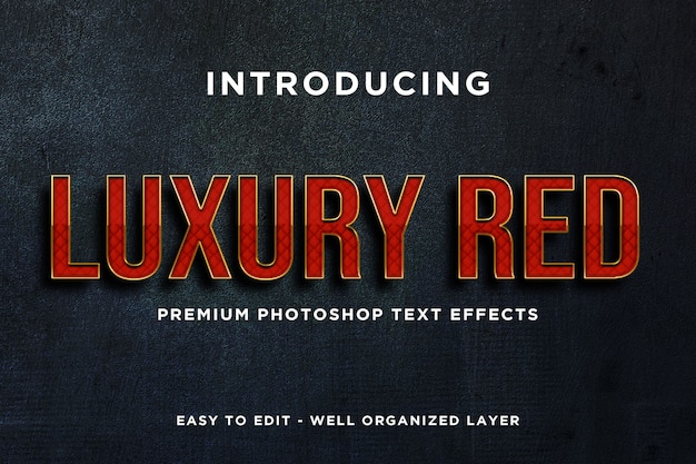 Makieta Luksusowego Efektu Czerwonego Tekstu Premium Psd