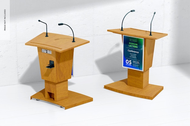 PSD makieta mównic na podium, widok z lewej strony