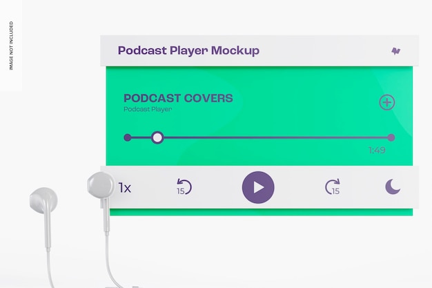 PSD makieta odtwarzacza podcastów, widok z przodu