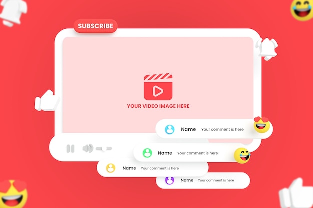 Makieta odtwarzacza wideo Youtube z emoji