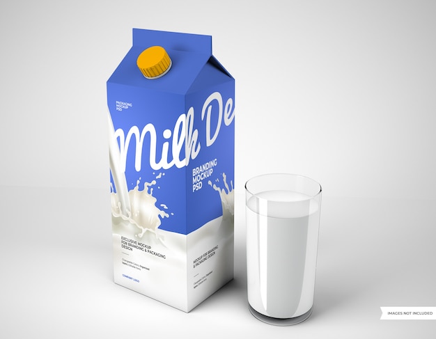 PSD makieta opakowania mleka ze szkłem